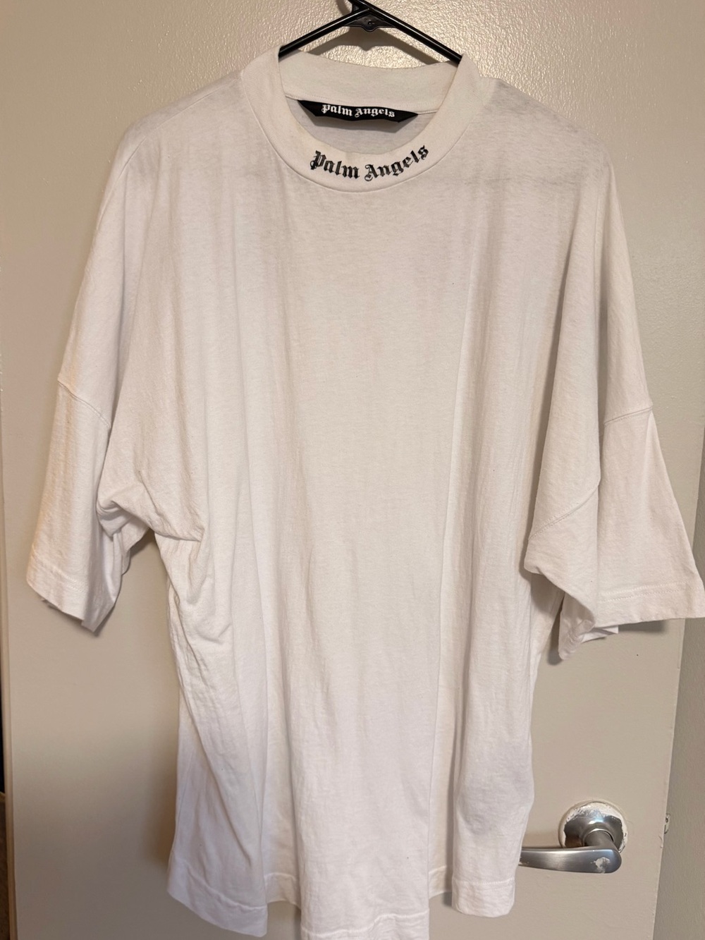 Palm Angels White Short Sleeve Logo Crewneck T-Shirt